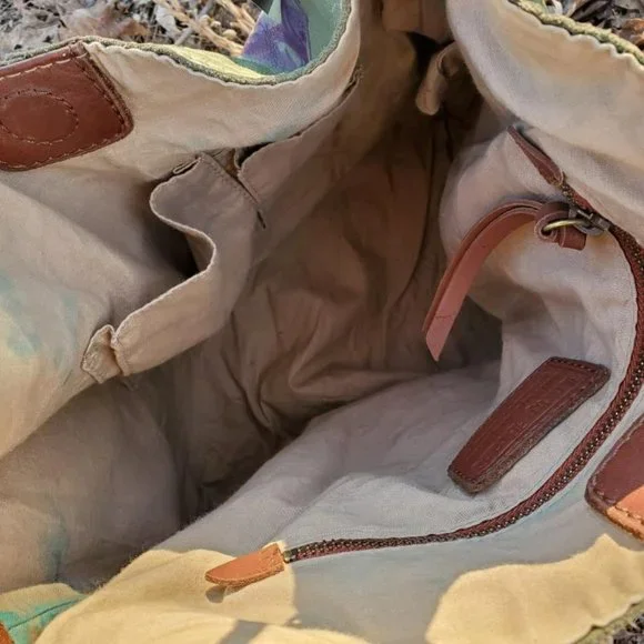 Brown tan beige green gray leather lucky hobo boho cowgirl western tie dyed - Picture 10 of 12